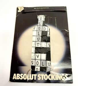 Vintage 90's Absolut Vodka Crossword Puzzle Stocking Gift Magazine NeverOpened